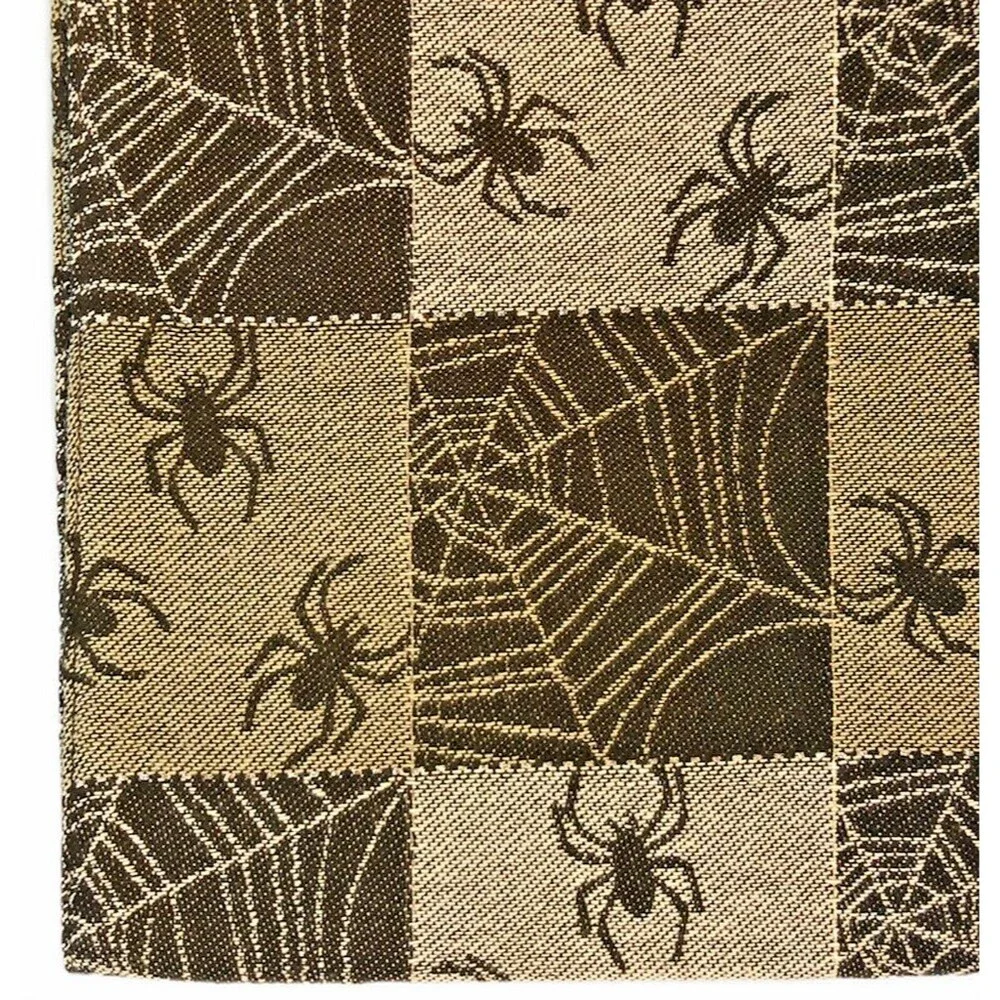 Nantucket Halloween Table Runner Black Gray Spider Webs Spooky Scary 14x36